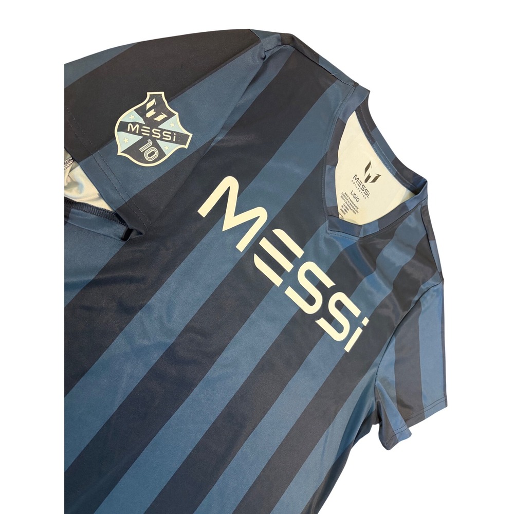 Messi Collection Men Blue Striped Soccer Jersey Number 10 Size Large Fits Medium